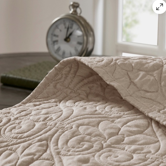 Madison Park Quebec Quilt Set, Damask Stitching Design, Cotton Filled, 3 Pieces - Picture 3 of 7